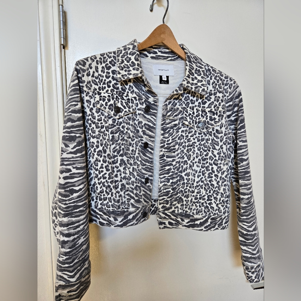 Women's Black and White Animal Print Jacket